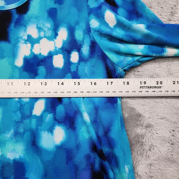 CLARA SUN WOO Top Womens XS Blue Purple Watercolor Neck Cut-Out Asymmetric Tunic - Picture 8 of 10